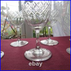 9 verres a porto en cristal de Baccarat taille diamant et biseaux signé