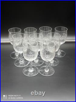 9 verres à vin blanc en cristal de BACCARAT modèle Nancy, 12,7 cm