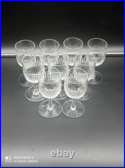 9 verres à vin blanc en cristal de BACCARAT modèle Nancy, 12,7 cm