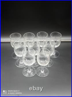 9 verres à vin blanc en cristal de BACCARAT modèle Nancy, 12,7 cm