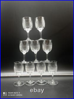 9 verres à vin blanc en cristal de BACCARAT modèle Nancy, 12,7 cm