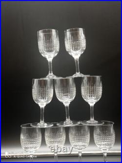 9 verres à vin blanc en cristal de BACCARAT modèle Nancy, 12,7 cm
