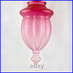 Ancien Lustre/Suspension Cristal Rose Givré, shade lamp/baccarat/saint louis