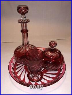 Ancien Service de nuit égoïste cristal taillé rouge Baccarat Saint Louis