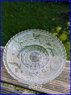 Ancien compotier Cristal BACCARAT décor d'oiseaux lyre et d'arabesques