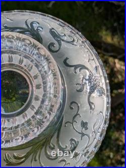 Ancien compotier Cristal BACCARAT décor d'oiseaux lyre et d'arabesques