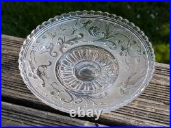 Ancien compotier Cristal BACCARAT décor d'oiseaux lyre et d'arabesques