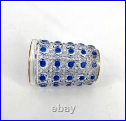Ancien gobelet signé BACCARAT cristal émaillé BLEU modèle DIAMANTS PIERRERIES