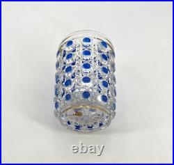 Ancien gobelet signé BACCARAT cristal émaillé BLEU modèle DIAMANTS PIERRERIES