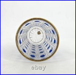 Ancien gobelet signé BACCARAT cristal émaillé BLEU modèle DIAMANTS PIERRERIES