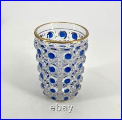Ancien gobelet signé BACCARAT cristal émaillé BLEU modèle DIAMANTS PIERRERIES
