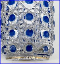 Ancien gobelet signé BACCARAT cristal émaillé BLEU modèle DIAMANTS PIERRERIES