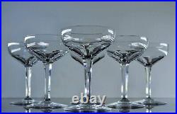 Ancienne 6 Coupes A Champagne Cotes Large Cristal Modele Genova Baccarat Signe