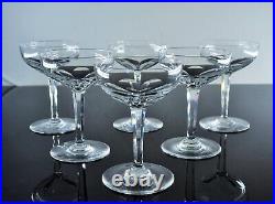 Ancienne 6 Coupes A Champagne Cotes Large Cristal Modele Genova Baccarat Signe