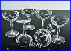 Ancienne 6 Coupes A Champagne Cotes Large Cristal Modele Genova Baccarat Signe