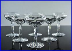 Ancienne 6 Coupes A Champagne Cotes Large Cristal Modele Genova Baccarat Signe
