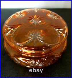 Ancienne Bonbonnière En Cristal De Baccarat Overlay Orange