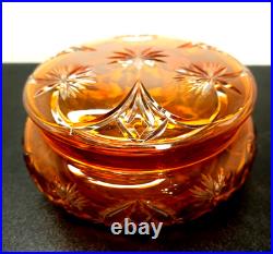 Ancienne Bonbonnière En Cristal De Baccarat Overlay Orange