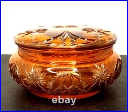 Ancienne Bonbonnière En Cristal De Baccarat Overlay Orange