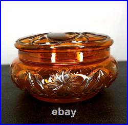 Ancienne Bonbonnière En Cristal De Baccarat Overlay Orange