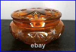 Ancienne Bonbonnière En Cristal De Baccarat Overlay Orange