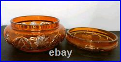 Ancienne Bonbonnière En Cristal De Baccarat Overlay Orange