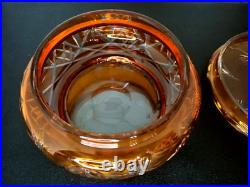 Ancienne Bonbonnière En Cristal De Baccarat Overlay Orange