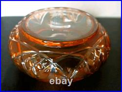 Ancienne Bonbonnière En Cristal De Baccarat Overlay Orange