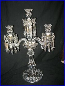 Ancienne Girandole chandelier cristal de BACCARAT modèle Bambou trois lumières