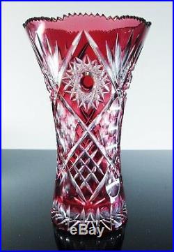 Ancienne Grand Vase En Cristal Couleur Double Couche Bohème Baccarat