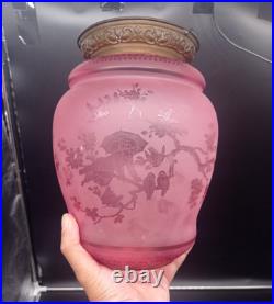 Ancienne Lampe Lanterne de vestibule en Cristal de BACCARAT, ange, Putti
