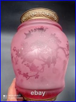 Ancienne Lampe Lanterne de vestibule en Cristal de BACCARAT, ange, Putti