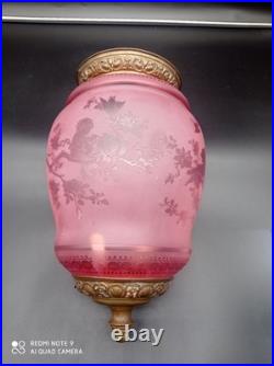 Ancienne Lampe Lanterne de vestibule en Cristal de BACCARAT, ange, Putti