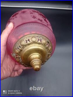 Ancienne Lampe Lanterne de vestibule en Cristal de BACCARAT, ange, Putti
