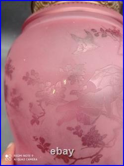 Ancienne Lampe Lanterne de vestibule en Cristal de BACCARAT, ange, Putti