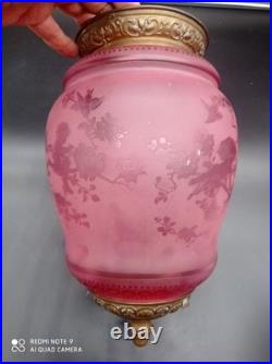 Ancienne Lampe Lanterne de vestibule en Cristal de BACCARAT, ange, Putti