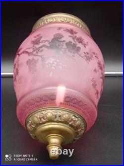 Ancienne Lampe Lanterne de vestibule en Cristal de BACCARAT, ange, Putti