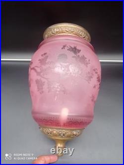 Ancienne Lampe Lanterne de vestibule en Cristal de BACCARAT, ange, Putti