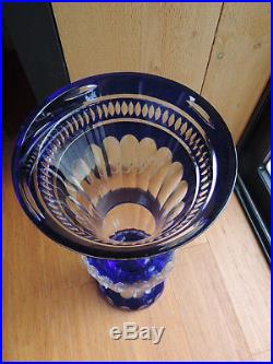 Ancienne Vase Cristal Baccarat St Louis XXL Bleu Cobalt Cristal De Boheme Signe