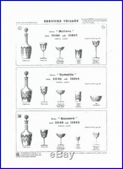 Anciennes 6 Verres A Vin En Cristal Taille Molière Baccarat Avant 1936