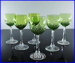 Anciennes Grand 6 Verres A Vin Cristal Couleur Modele Richelieu Baccarat Artdeco