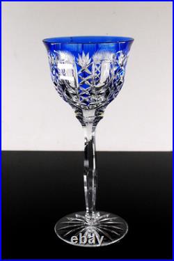 Art Deco 1 Verre Vin Roemer Cristal Couleur Bleu Taille Theresienthal Baccarat