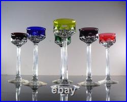 Art Deco 6 Verres Liqueur Cristal Double Couleurs Taille Malmaison Baccarat