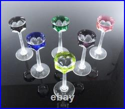 Art Deco 6 Verres Liqueur Cristal Double Couleurs Taille Malmaison Baccarat