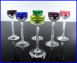 Art Deco 6 Verres Liqueur Cristal Double Couleurs Taille Malmaison Baccarat