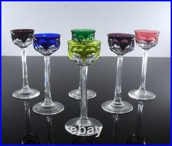 Art Deco 6 Verres Liqueur Cristal Double Couleurs Taille Malmaison Baccarat
