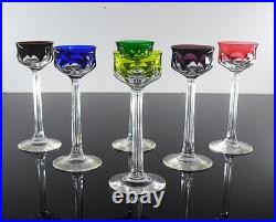 Art Deco 6 Verres Liqueur Cristal Double Couleurs Taille Malmaison Baccarat