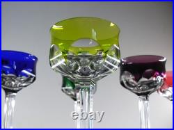 Art Deco 6 Verres Liqueur Cristal Double Couleurs Taille Malmaison Baccarat