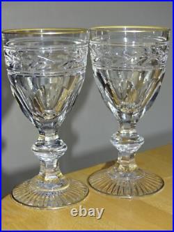 BACCARAT 2 ANCIENS VERRES A VIN BLANC CRISTAL MODELE JONZAC GOLD ht 12,8 cm