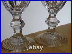 BACCARAT 2 ANCIENS VERRES A VIN BLANC CRISTAL MODELE JONZAC GOLD ht 12,8 cm